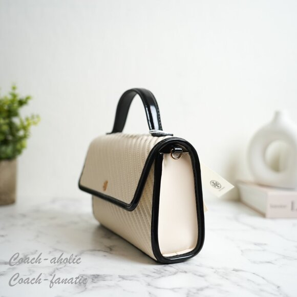 NWT Tory Burch Emerson Quilted Patent Puffy Mini Top Handle Satchel Crossbody - Picture 5 of 10